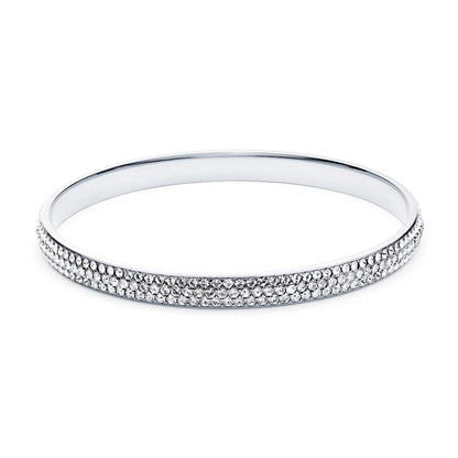 Pave Crystal Bangle - Rhodium Plated