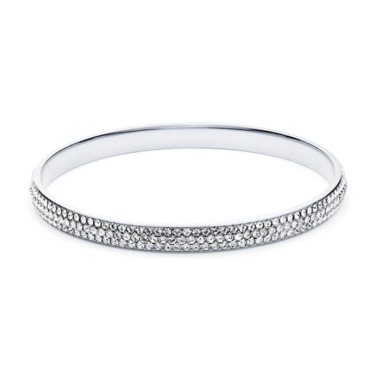 Pave Crystal Bangle - Rhodium Plated