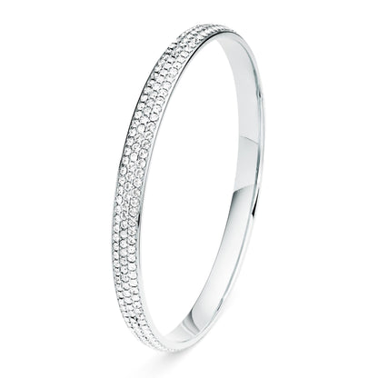 Pave Crystal Bangle - Rhodium Plated