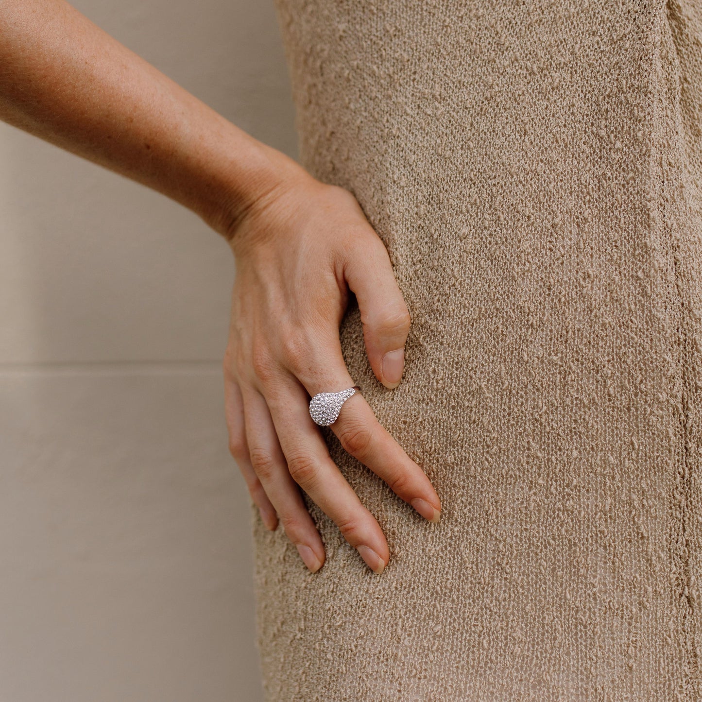 Pave Dome Crystal Ring