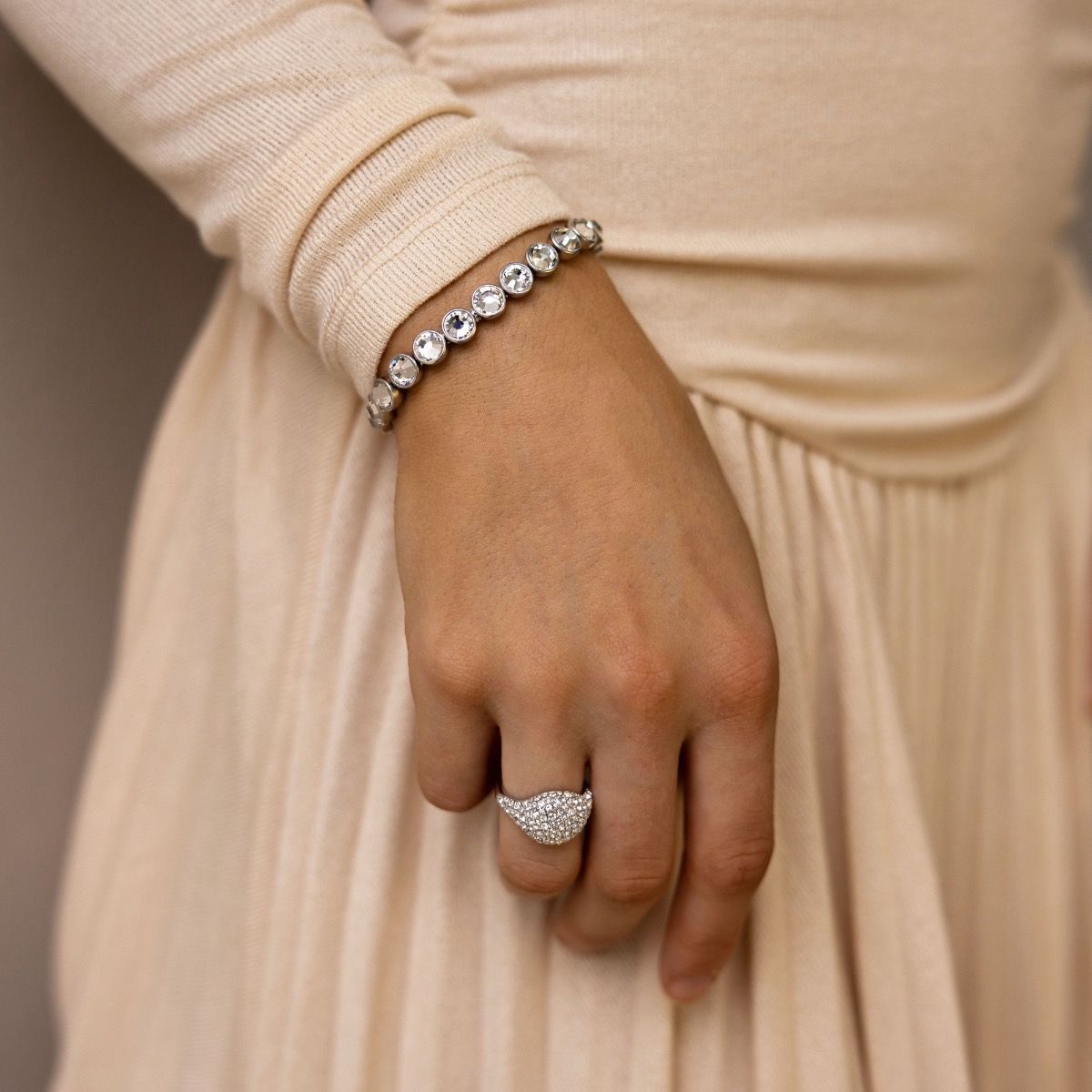 Pave Dome Crystal Ring