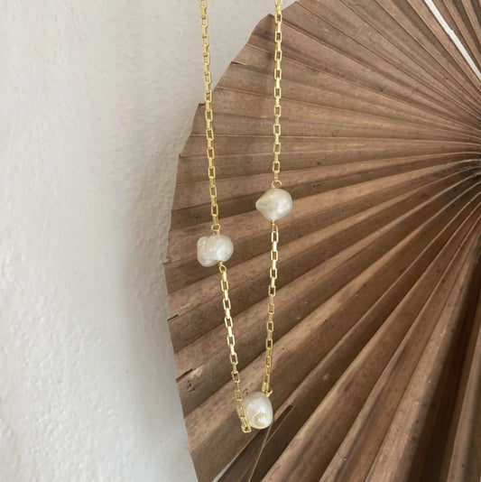Padme Freshwater Pearl & Gold Trio Necklace