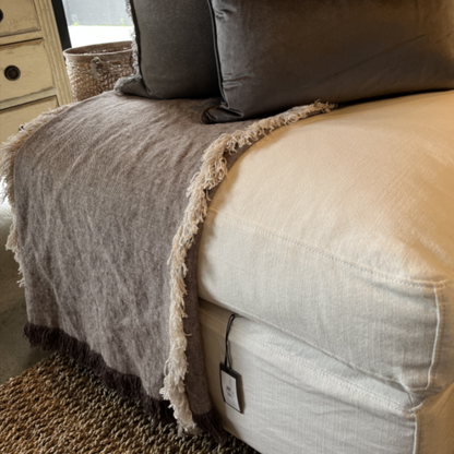 Crafted from heavyweight pure French Linen, this intricately crafted fringed throw brings a layer of texture and warmth to everything from sofas to bedding. Design