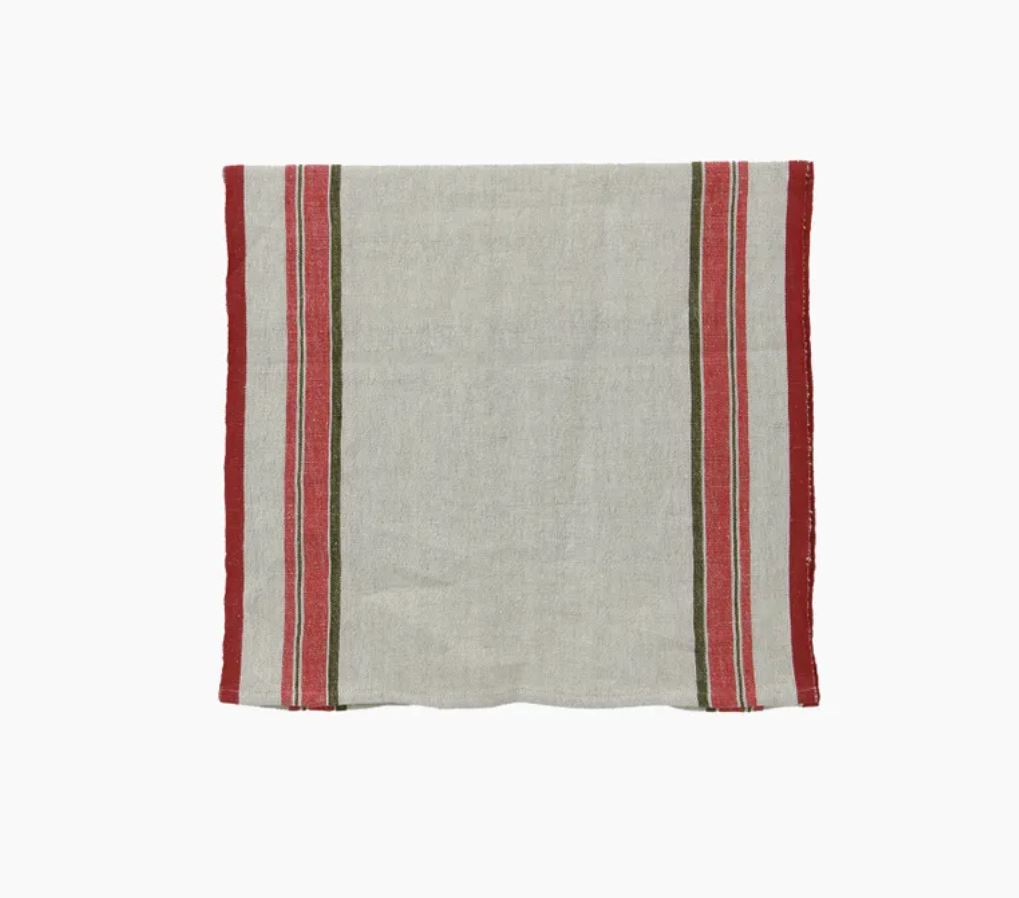 Avignon Red Selvedge Stripe Linen Table Runner