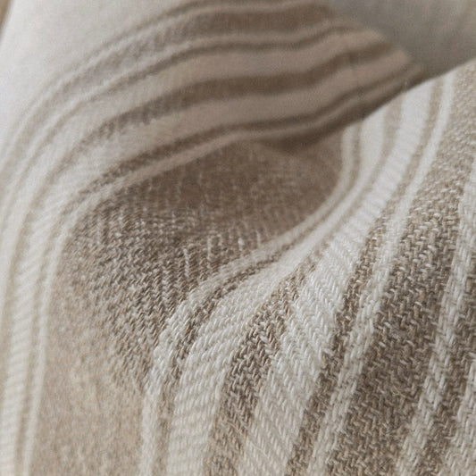 Provence Heavyweight Linen Lumbar Cushion With Cream & Natural Beige Stripe 60cm x 40cmx60cm