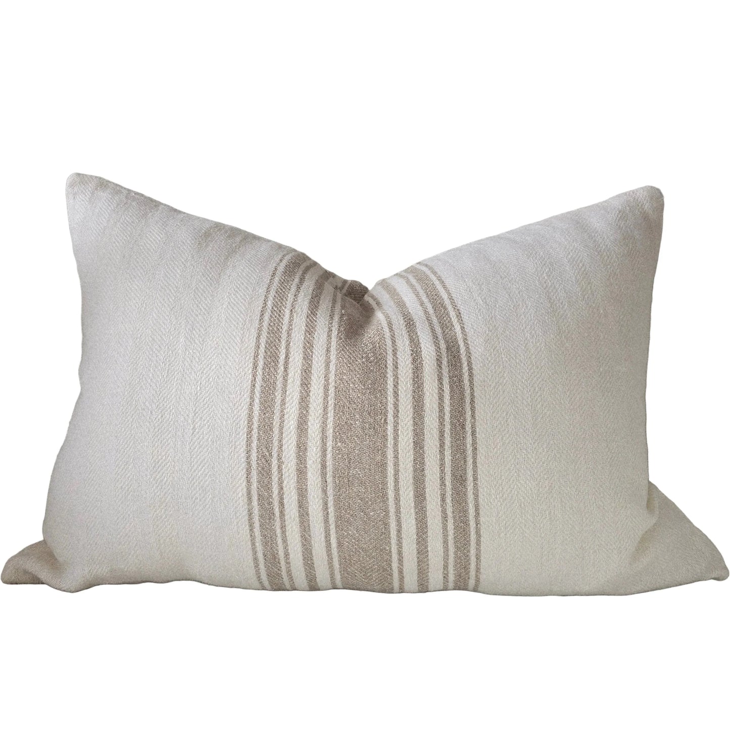 Provence Heavyweight Linen Lumbar Cushion With Cream & Natural Beige Stripe 60cm x 40cmx60cm