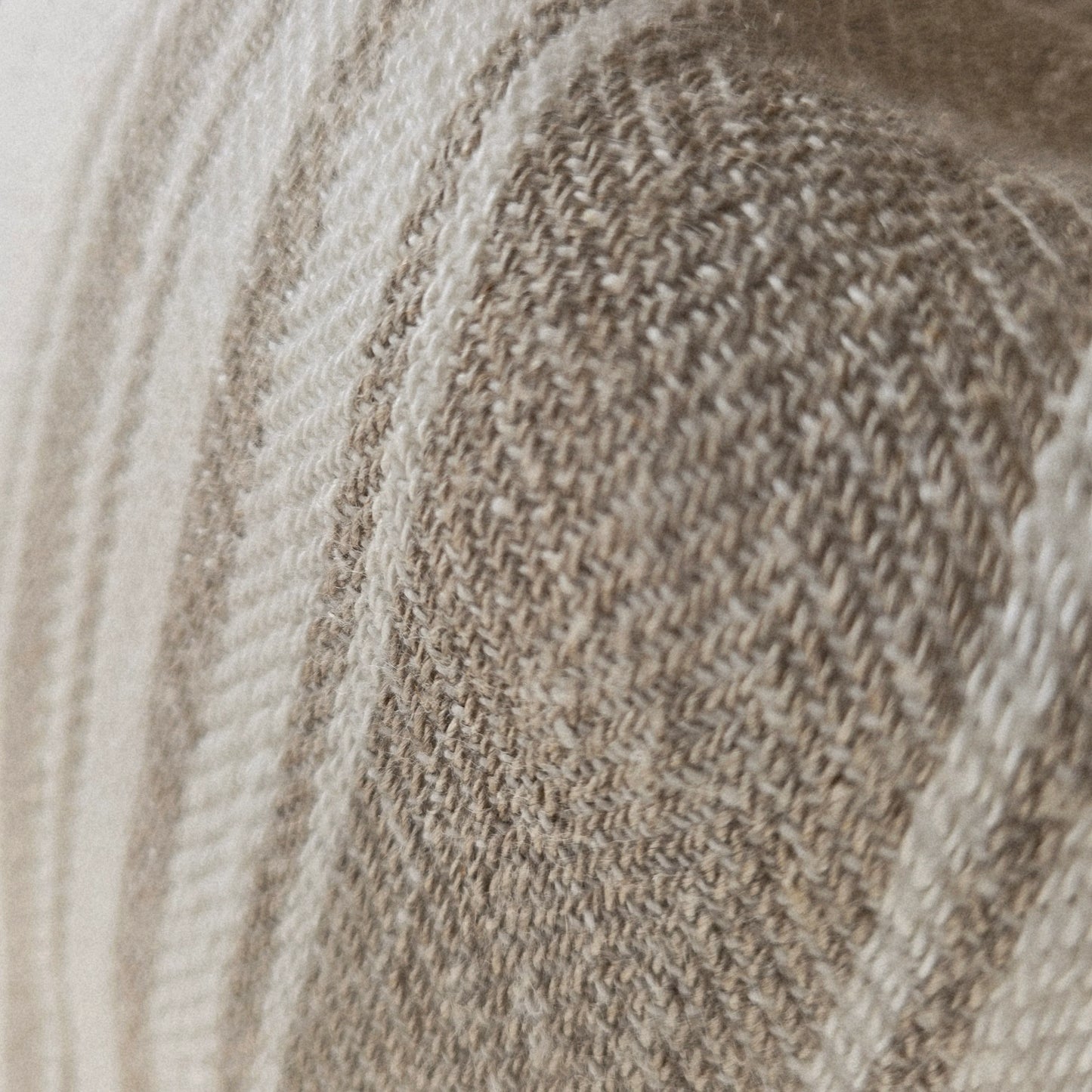 Provence Heavyweight Linen Lumbar Cushion With Cream & Natural Beige Stripe 60cm x 40cmx60cm