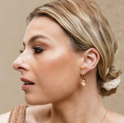 Vintage Rose Crystal Drop Earrings – Rose Gold Plated