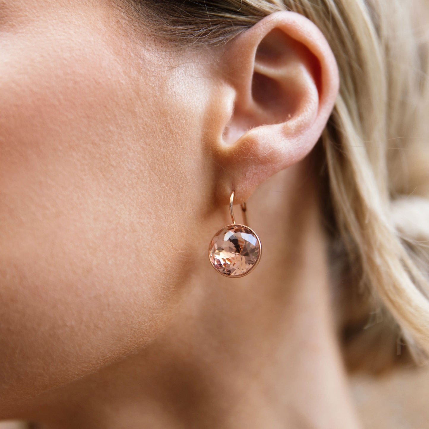 Vintage Rose Crystal Drop Earrings – Gold Plated