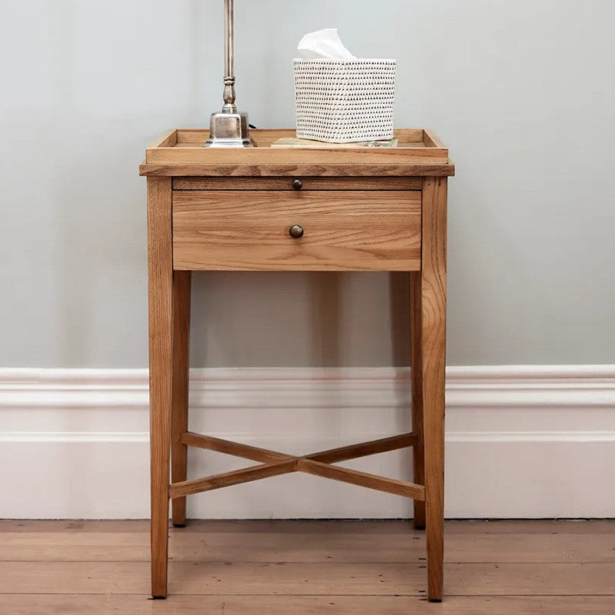 wooden bedside table 