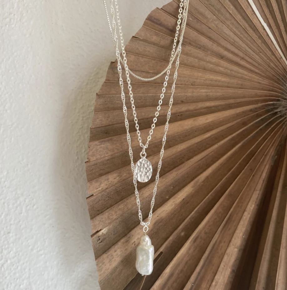 Soraya Layered Pearl & Silver Necklace