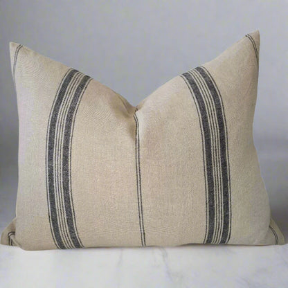 Provence Striped French Linen Lumbar Cushion 40cm x 60cm