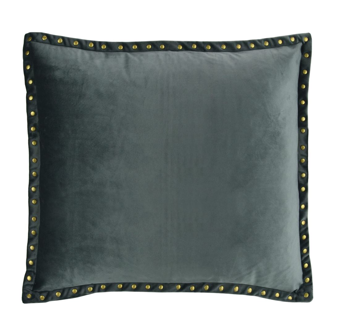 Steel Velvet Gold Studded Cushion