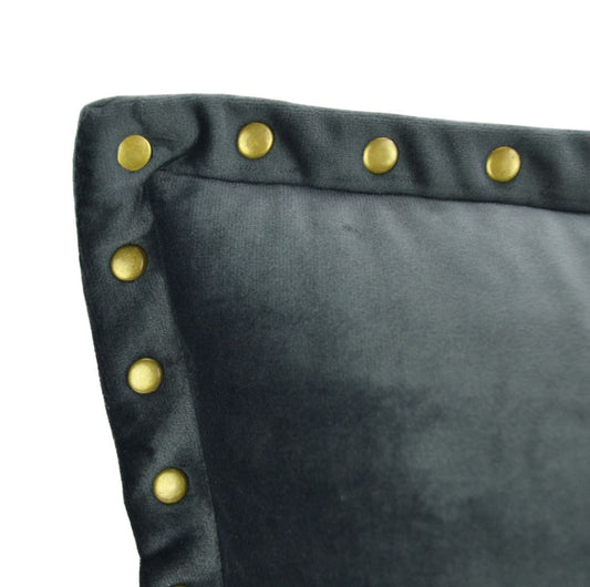 Steel Velvet Gold Studded Cushion