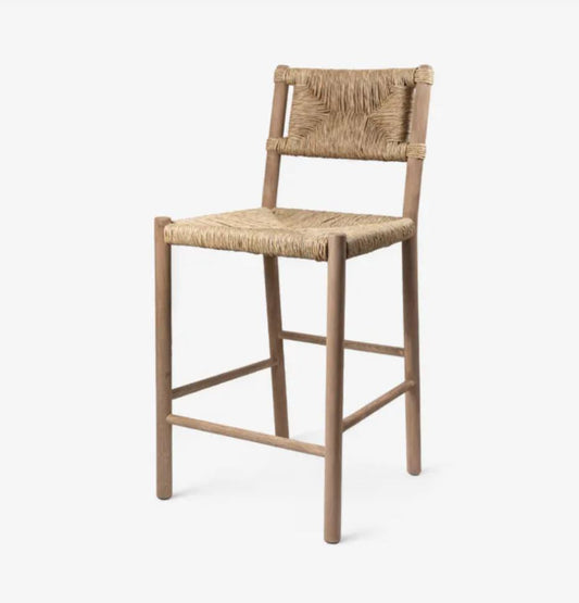 Woven bar stool on a white background