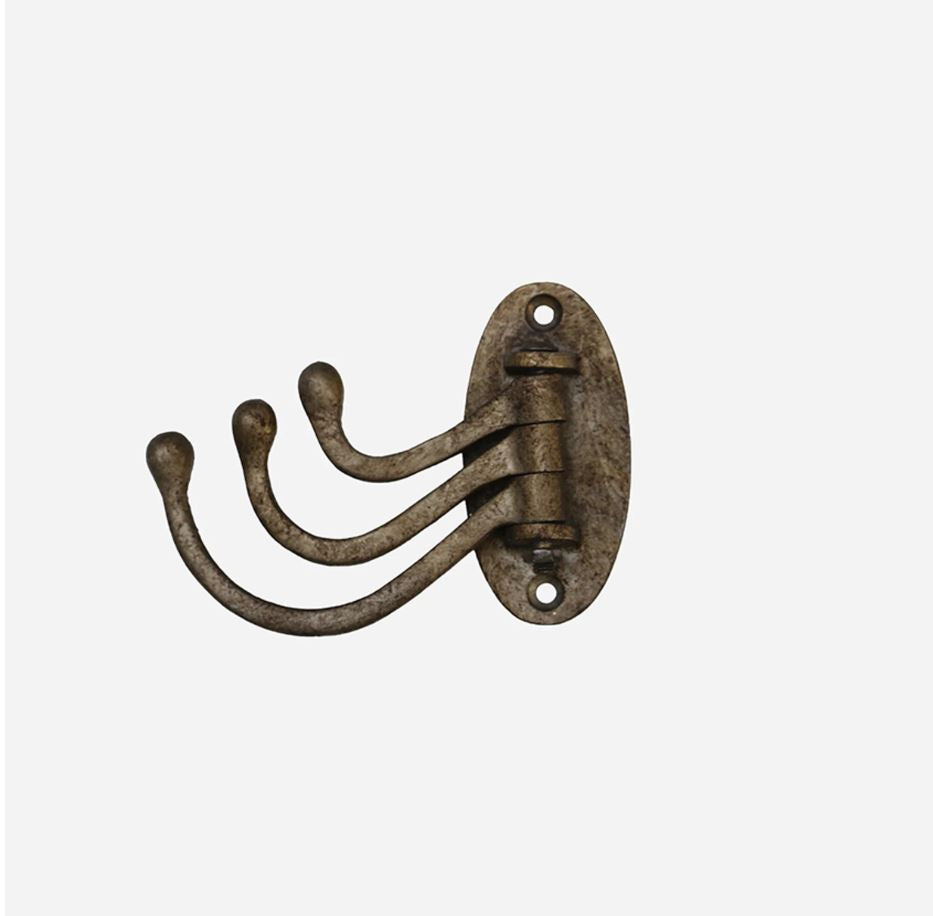 Aged Brass Swing 3 Hook