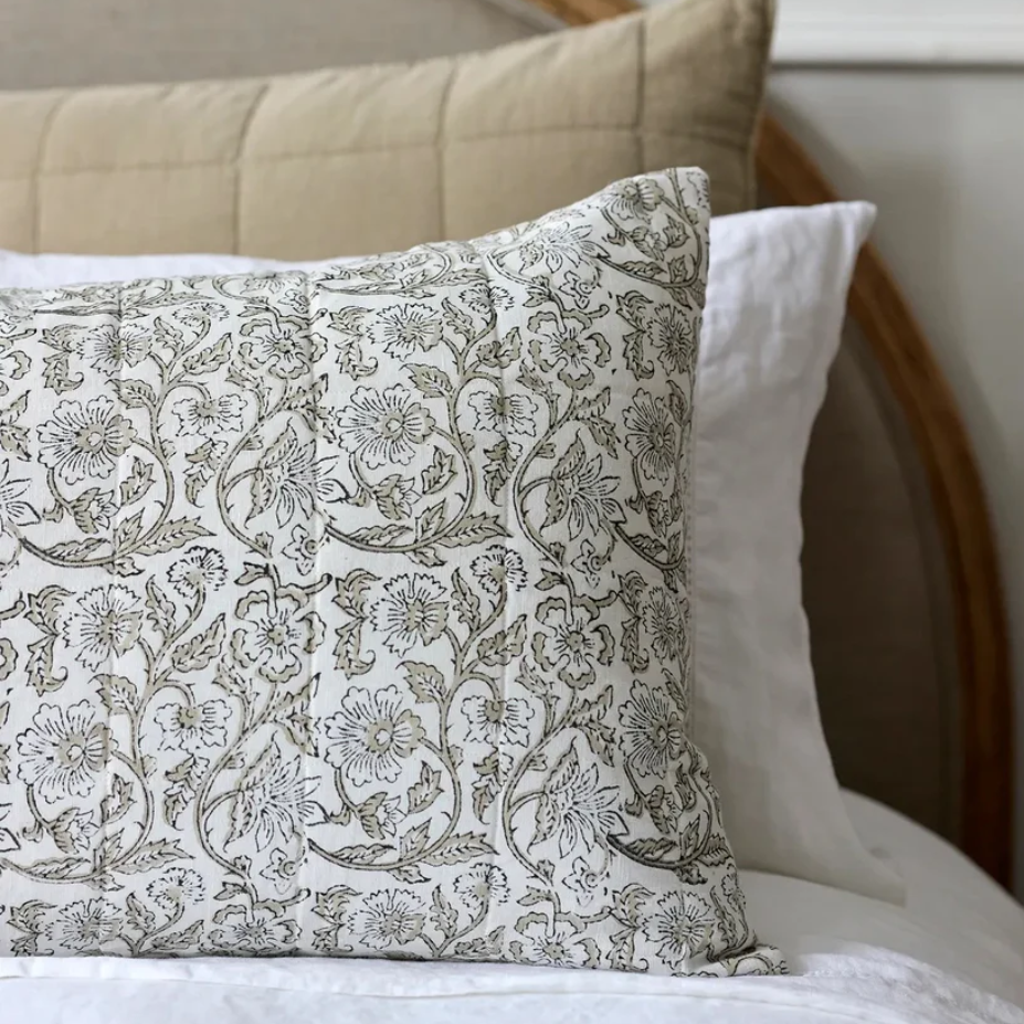 Athena Blockprint Pillowcase in Taupe 