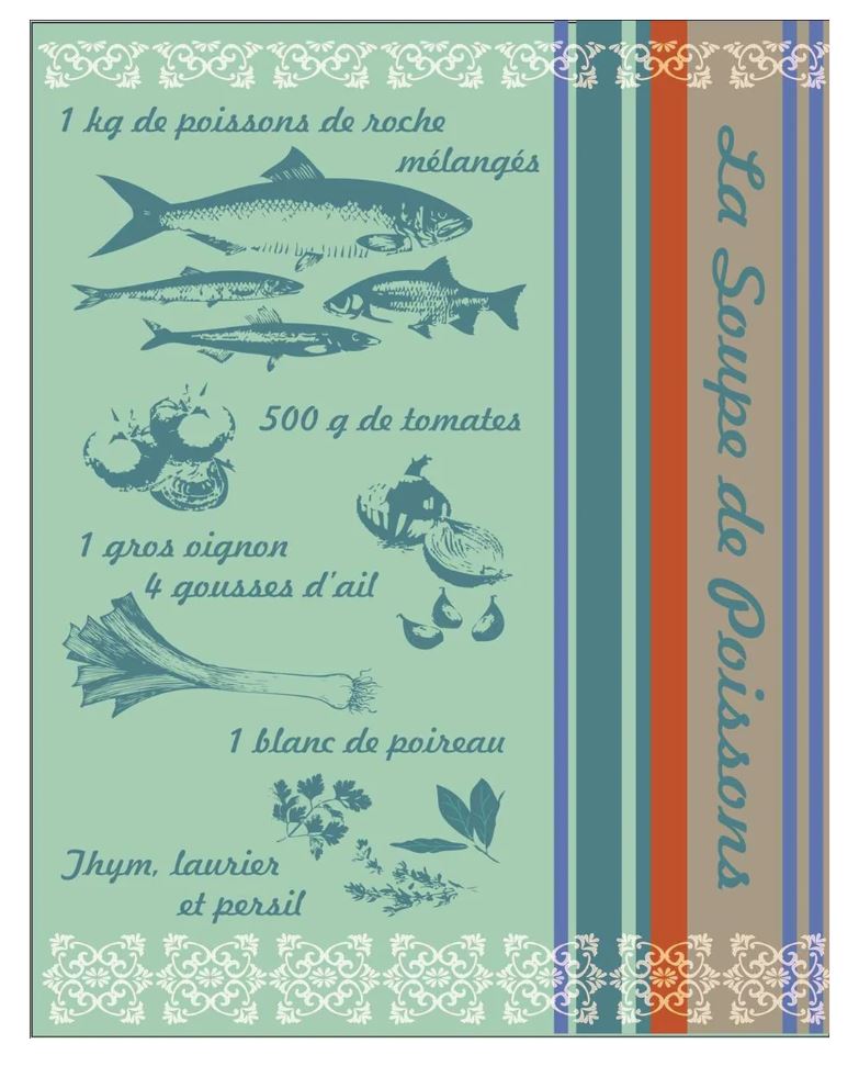 Sud Etoffe-Soupe De Poissons 100% Cotton Tea Towel