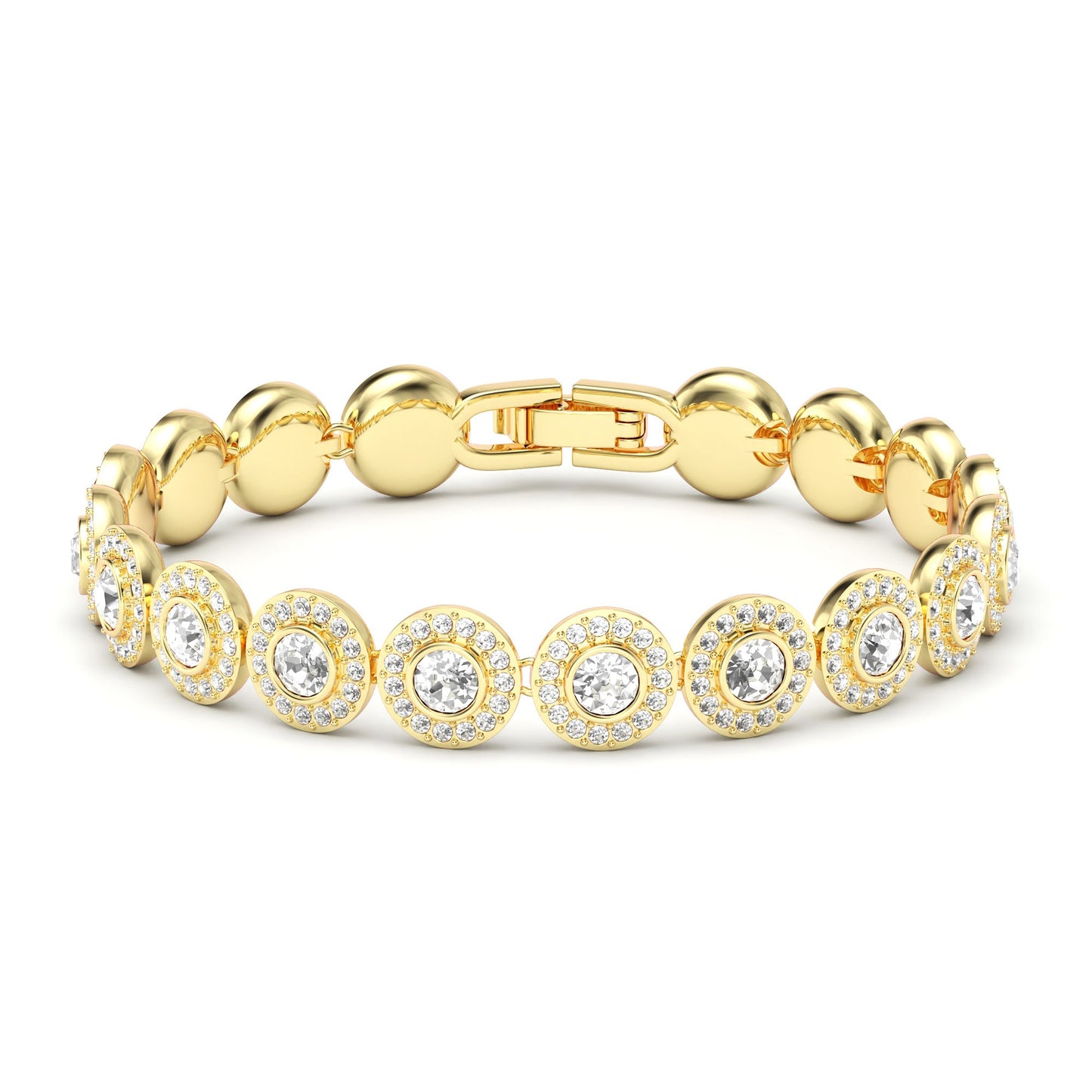 Pave Set Crystal Tennis Bracelet - Gold Plated