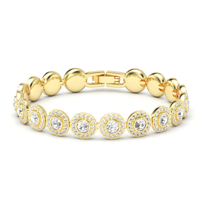 Pave Set Crystal Tennis Bracelet - Gold Plated