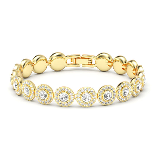 Pave Set Crystal Tennis Bracelet - Gold Plated