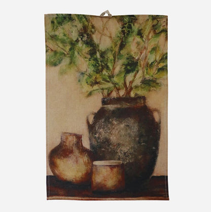 Tuscan Pot 100% French Linen Tea Towel