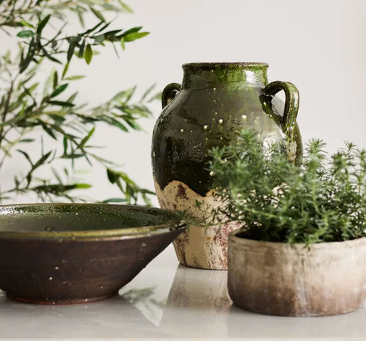Romano Terracotta Green Glazed Urn