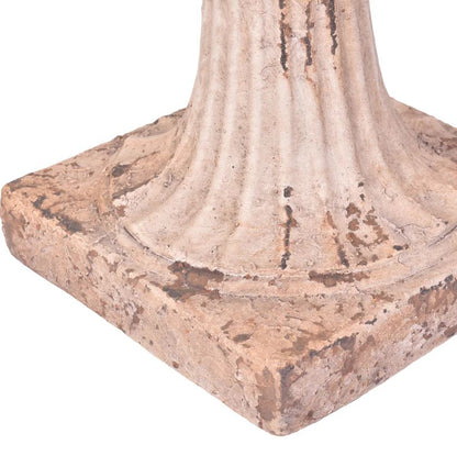 Decorative stone pedestal with a square base and cylindrical top on a white background