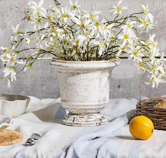 Rustic White Urn Planter -  Medium