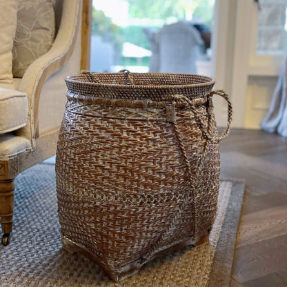 This charming multi-purpose Angkasa Handwoven Rattan & Bamboo Basket has been crafted in East Indonesian Island Villages using natural bamboo and rattan. Perfect for discreet additional storage or adding rich texture to your living space. Styled.