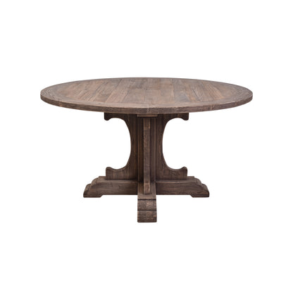 The beautiful craftsmanship takes center stage in the Lyon Round Dining Table. Constructed from Natural Elm, this table brings both form and function to your dining space with its traditional round shape. Front