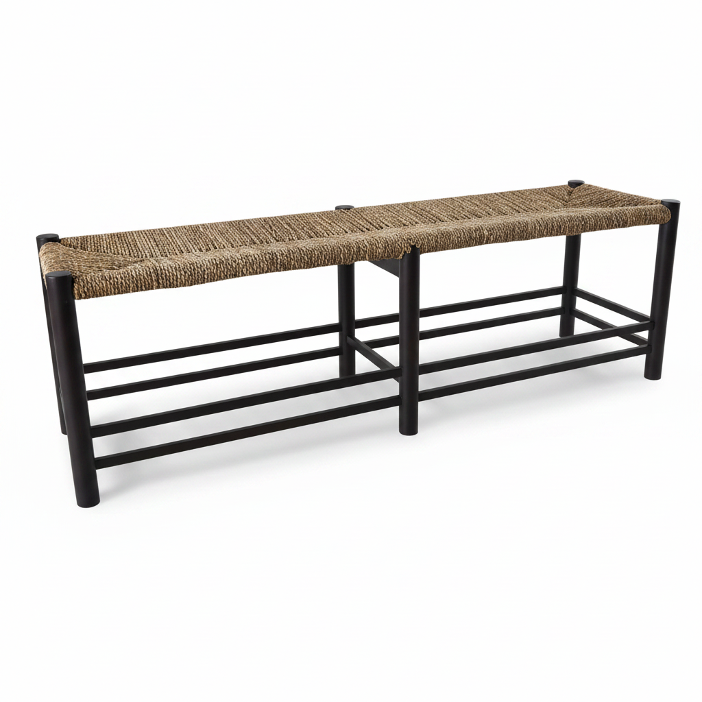 A touch of texture gives this sturdy, practical stool a casual aesthetic to complement its French country farmhouse style. Crafted with a teak frame and topped with a woven seagrass seat, this stool is a versatile piece to style in any room. Front