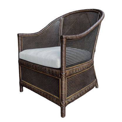 The Matteo Rattan & Timber Armchair is the ultimate in natural style. This generously proportioned armchair has a timeless and elegant design, thanks to the way it’s been skillfully crafted using traditional techniques. The rattan material gives the chair a beautifully elegant, tactile and natural quality. Side