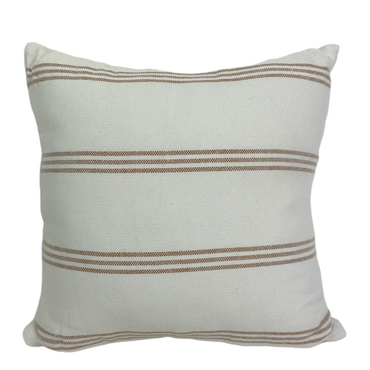 The Kendari Handwoven Cotton Rust Stripe Cushion boasts a subtle lined pattern and a subdued palette which is aesthetically pleasing and pairs well with many other textiles. Woven with handcrafted cotton, the cushion features a plush insert for maximum comfort.