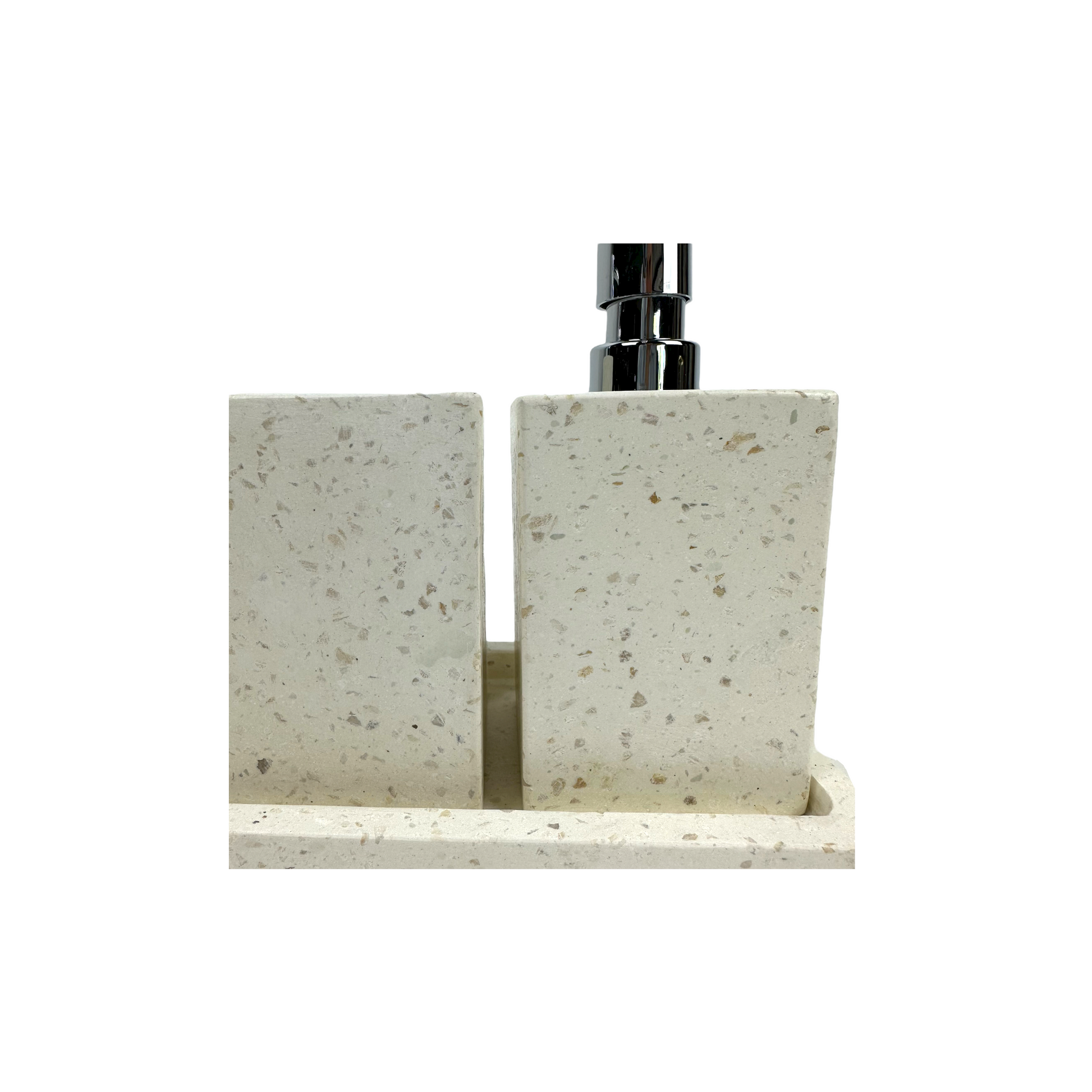 Indulge in the luxurious touch of stone with the White Stone Bathroom Collection. This sophisticated set adds a subtle, yet intricate texture to your bathroom decor, elevating both its functionality and aesthetic appeal. The elegant design and effortless, organic feel make each piece a must-have for your space. 