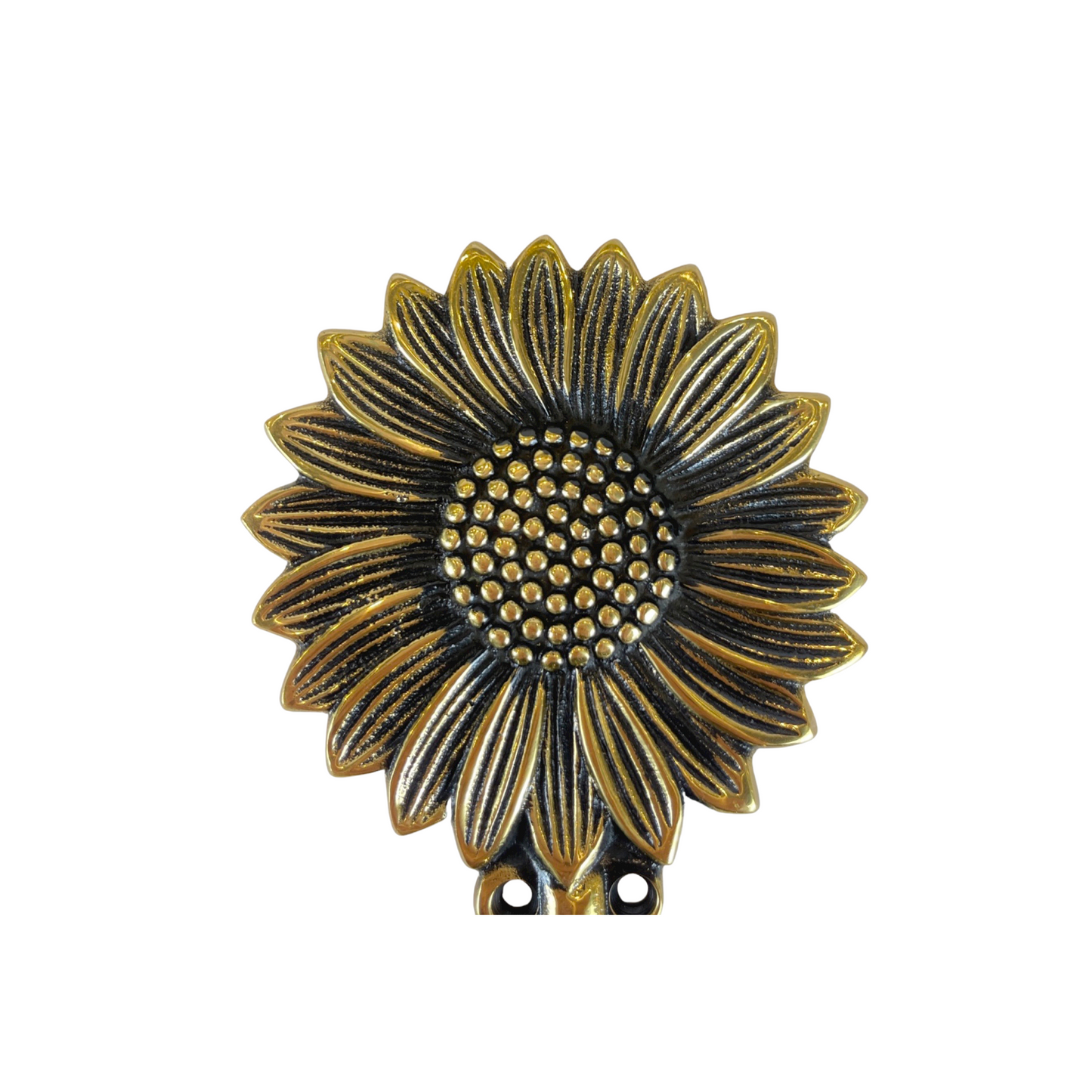 Our handmade solid brass Sunflower Hook is wall mountable and is the perfect fun choice to use as a towel or clothing hook.