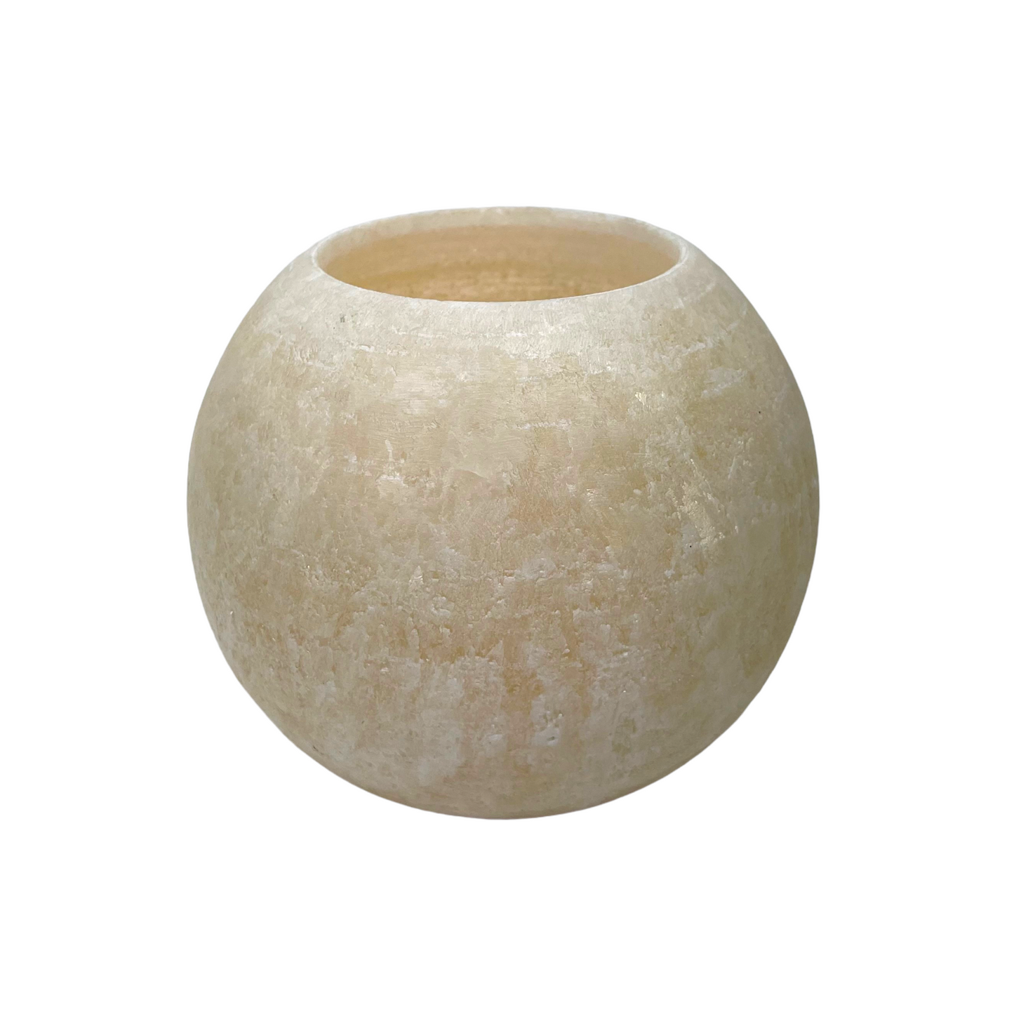 Experience the exquisite beauty of the Hand-carved Darma Onyx Candle Holder, made from a single piece of onyx. The warm glow provides a soothing ambiance, making it the perfect centrepiece. Available in 3 sizes. Front.