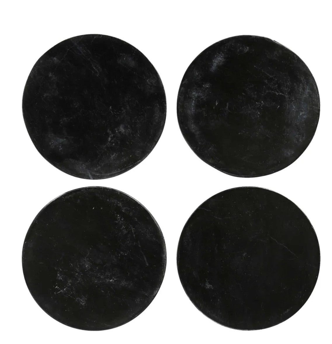 Sophisticated and elegant, our Marble Round Black Coasters protect your wood surfaces while adding a layer of chic style. Four.