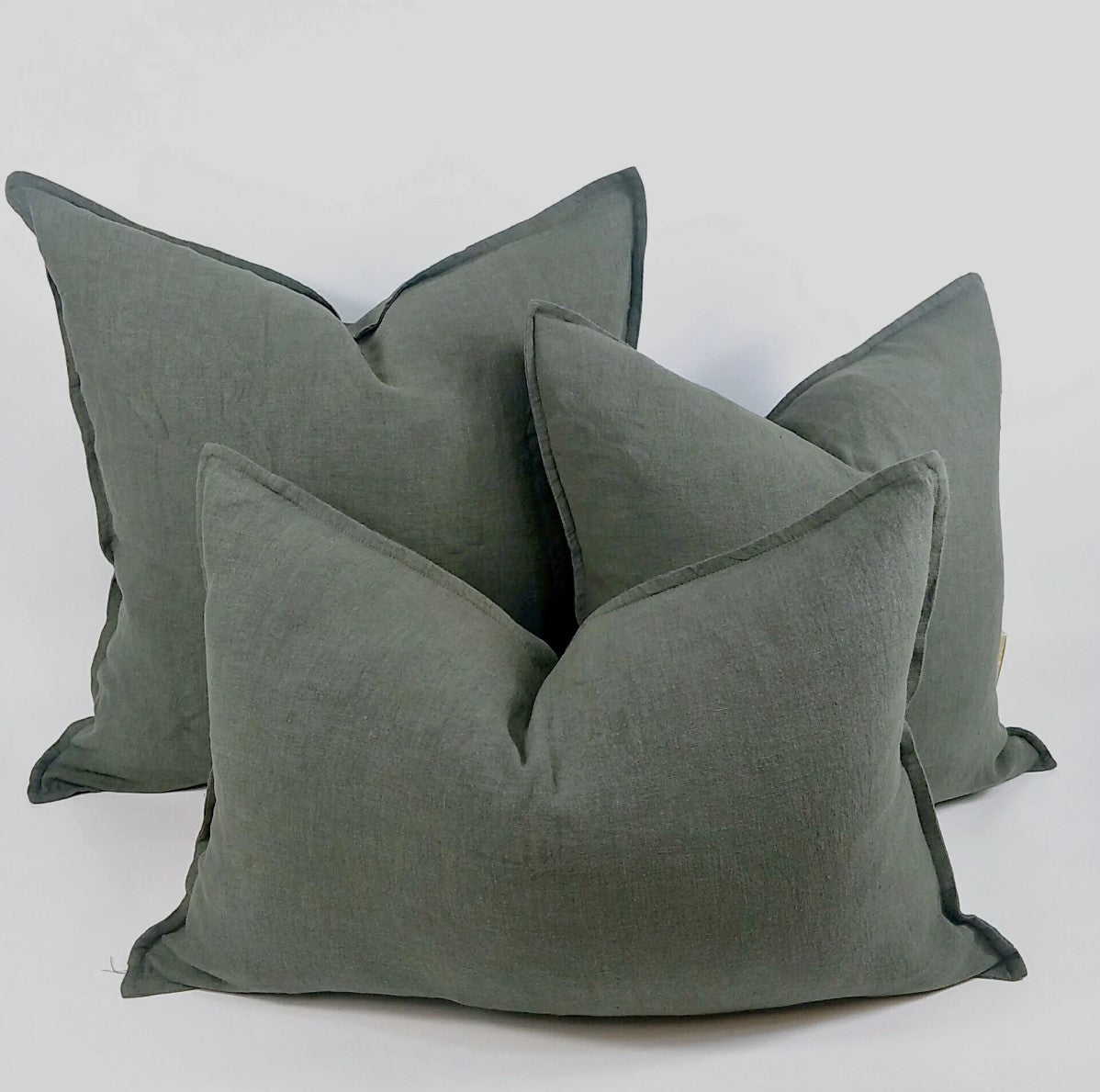 Experience the luxurious, rustic beauty of the Reims Stonewashed Dark Khaki Linen Cushion. The heavy, woven fabric adds a touch of elegance to any space. The timeless neutral green colour complements a variety of styles and existing colour schemes.