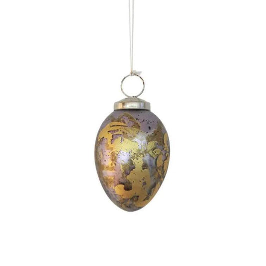 The aged patina of this glass bauble creates a sense of warm elegance and understated sophistication. Dimensions: 6cm L x 6cm W x 8cmH