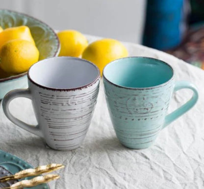 With rustic design, exquisite details and cream finish this ceramic mug is a sleek, versatile piece that adds beauty to dinner, teatime or breakfast. This stunning mug is a cool alternative for presenting your favourite drink.