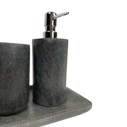 The Andesit Bathroom Collection offers the subtle yet intricate texture of stone to your bathroom decor. With an elegant feel and a casual, organic touch, each piece is both a functional and beautiful addition to your space. Close up.