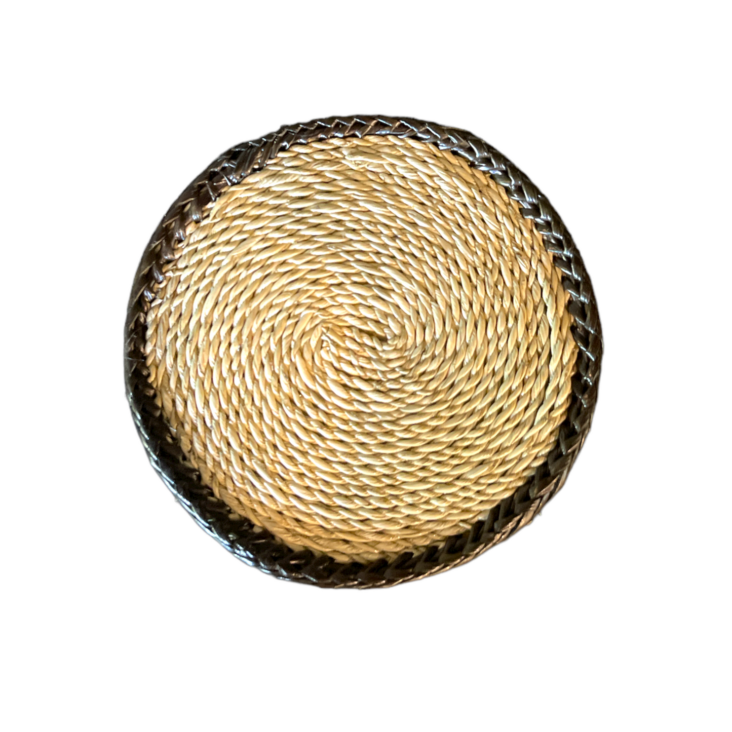 Our Handwoven Pandan Black Round Trim Coaster - Set of 4 offers a great way to both decorate and protect your table.