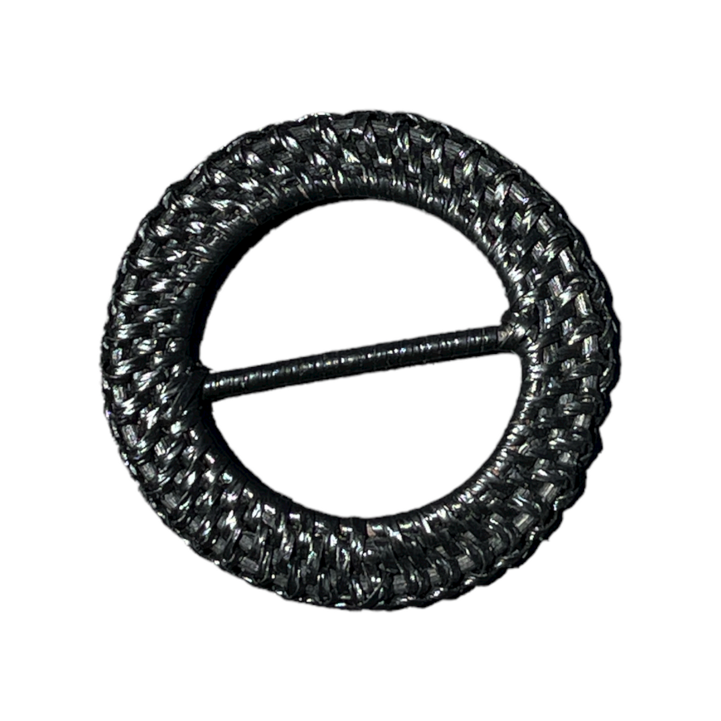 The Rattan Black Woven Napkin Ring adds an organic, natural texture to any place setting. Close up.