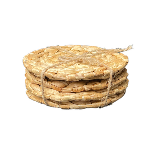 Our handwoven water hyacinth round coasters offer a stylish and elegant way to decorate and protect your table. Not only great for the dinner table, but our rattan coasters also work well on any surface you wish to protect around the house.