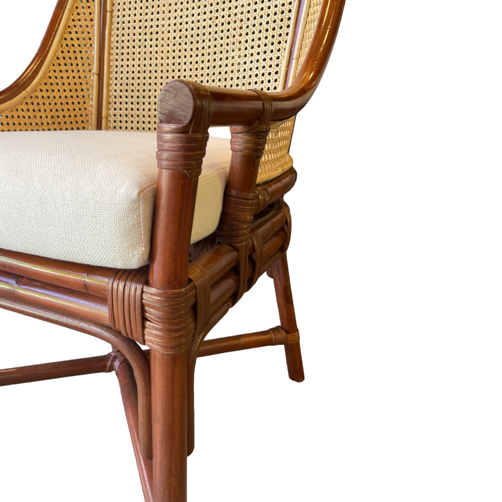 The Anggun Rattan Armchair is the ultimate in natural comfort and style. The rattan material gives the chair a beautifully tactile and natural quality. Style with a scatter cushion or throw for extra comfort. Detail