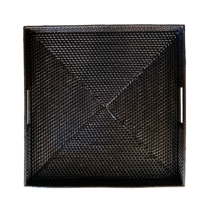 Impressively eye-catching, the dark rattan material and unique square shape of Angin Square Tray make it perfect for both styling and serving purposes. Top.