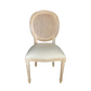 The elegant timeless Versailles Teak Rattan Chair features a weathered whitewash finish upholstered seat. Front
